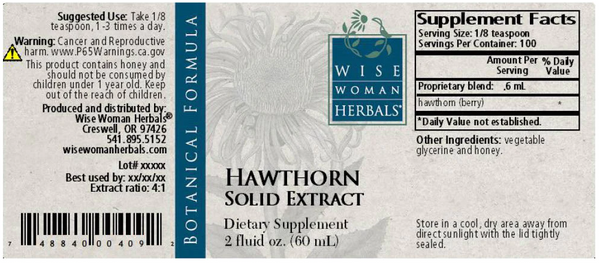 Wise Woman Herbals - WWH Hawthorn Solid Extract - 2 fluid ounces